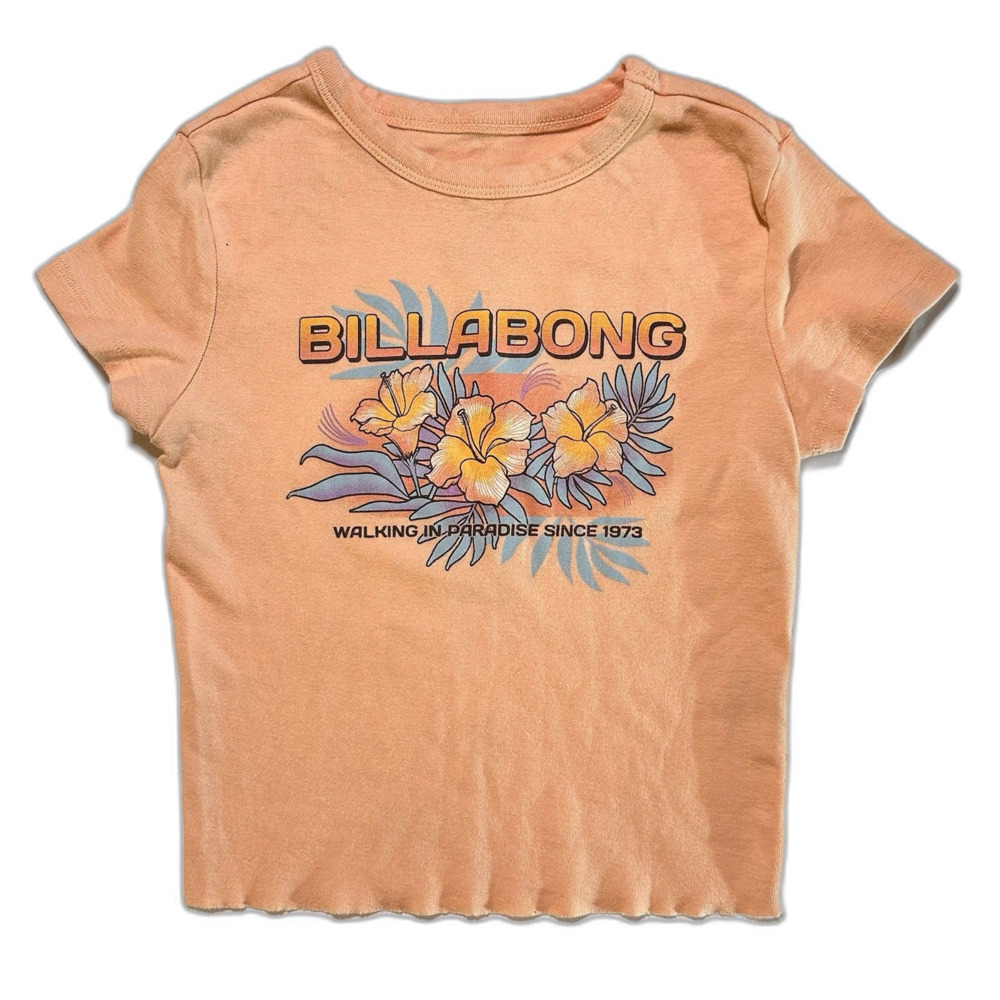 Billabong Peach Orange Women's Juniors' Summer Babe Cotton Baby T-Shirt, small